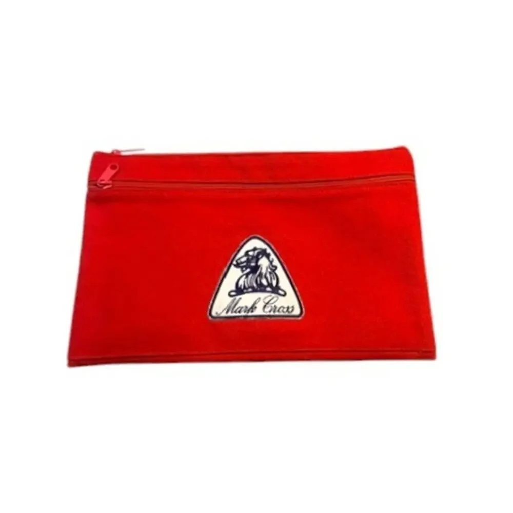 Vintage Mark Cross Red Canvas Zipper Pouch Dopp Kit Travel Bag Organizer Italy